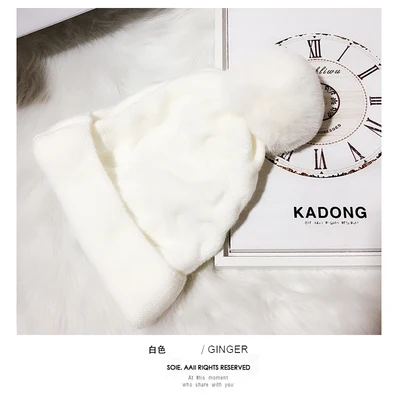 White Женский розовый сплошной кабель вязаная шапка с помпоном женская зимняя теплая уличная зимняя шапка с помпоном Женская милая Корейская вязанная skully - Цвет: White