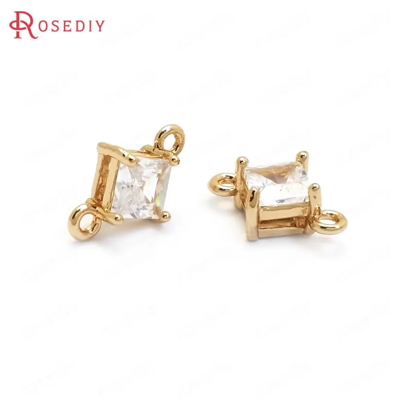 White 37097) 10 шт. 10x6,5 мм 24K цвет шампанского Золотой Латунь и циркон 2 отверстия квадратное соединение подвески материал для изготовления украшений - Окраска металла: White