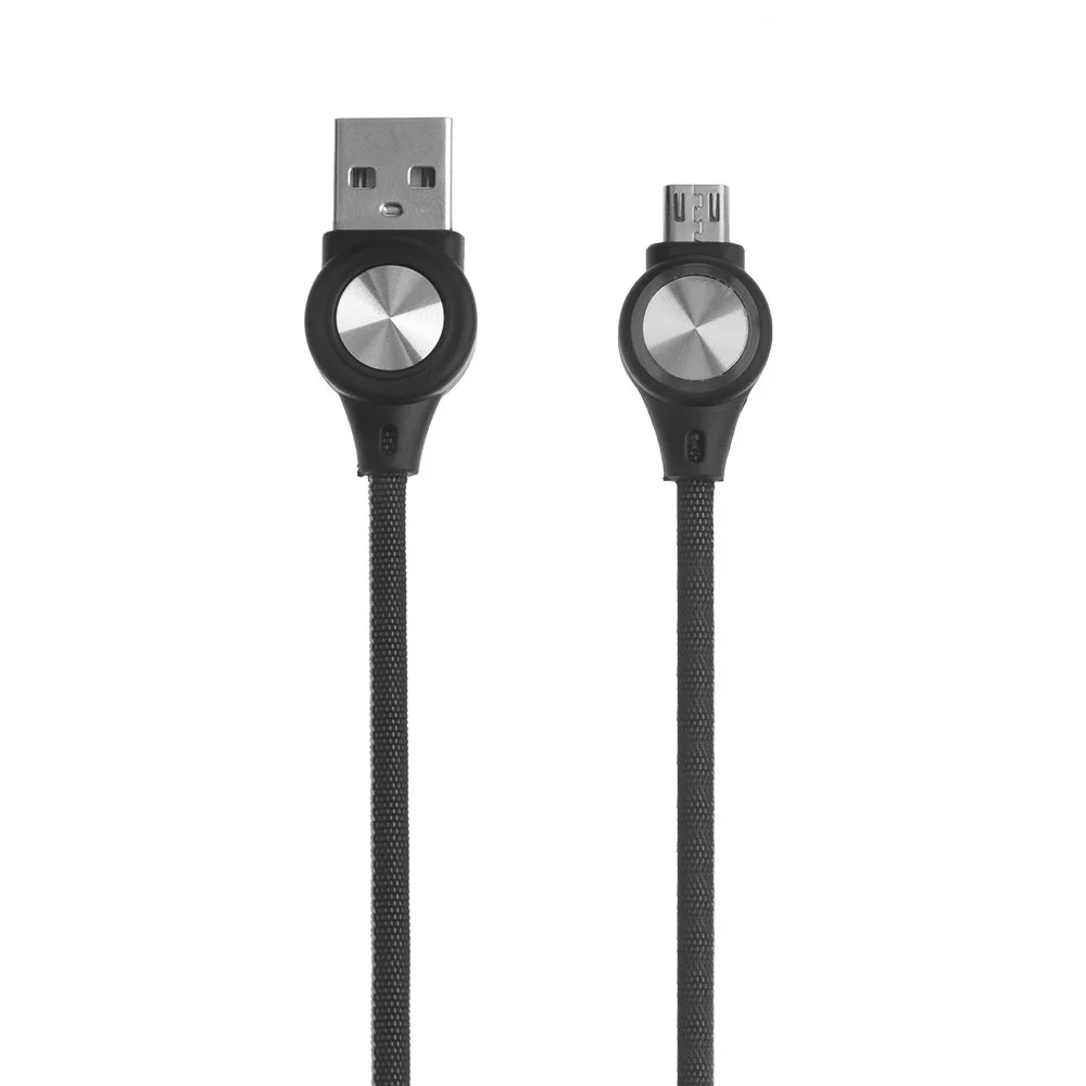 Черный Интеллектуальный световой индикатор зарядный кабель Micro-USB плетеная строка данных для Android 1 м прочный - Цвет: Черный
