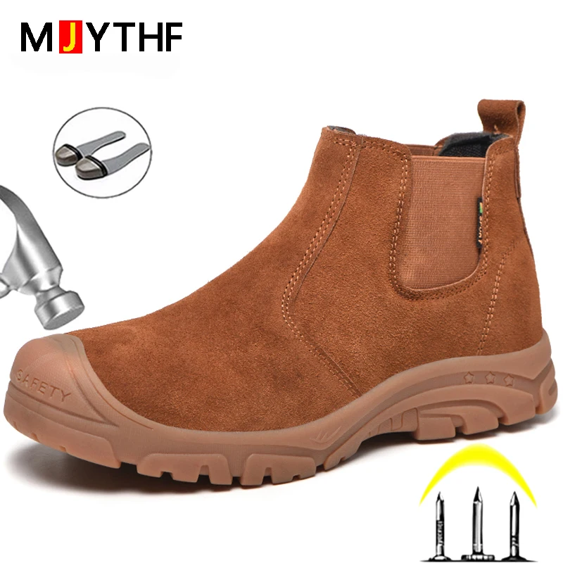 Safety Shoes Men Winter Boots Indestructible Work Boots New Chelsea Boots Men Welding Shoes PunctureProof Safety Boots Footwear