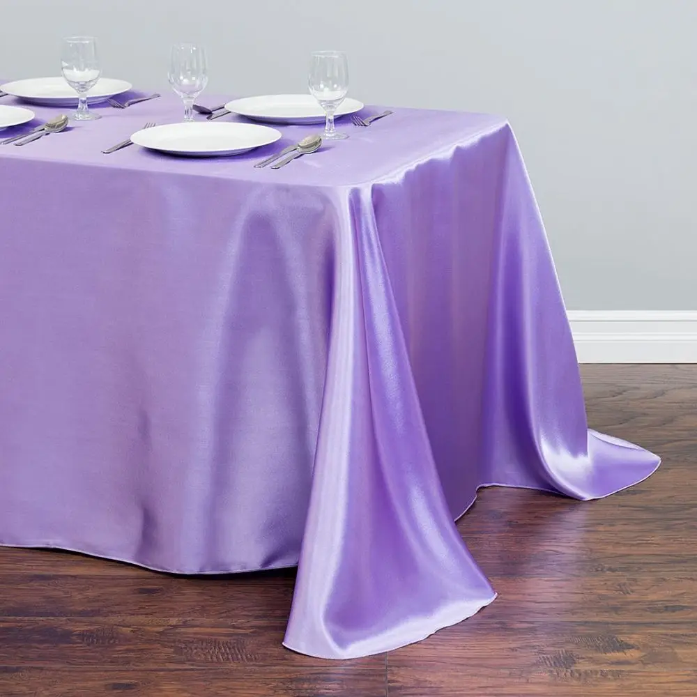 light purple 21 однотонная прямоугольная атласная скатерть, скатерть для стола, для свадебной вечеринки, банкета, украшения, Рождественская скатерть - Цвет: light purple