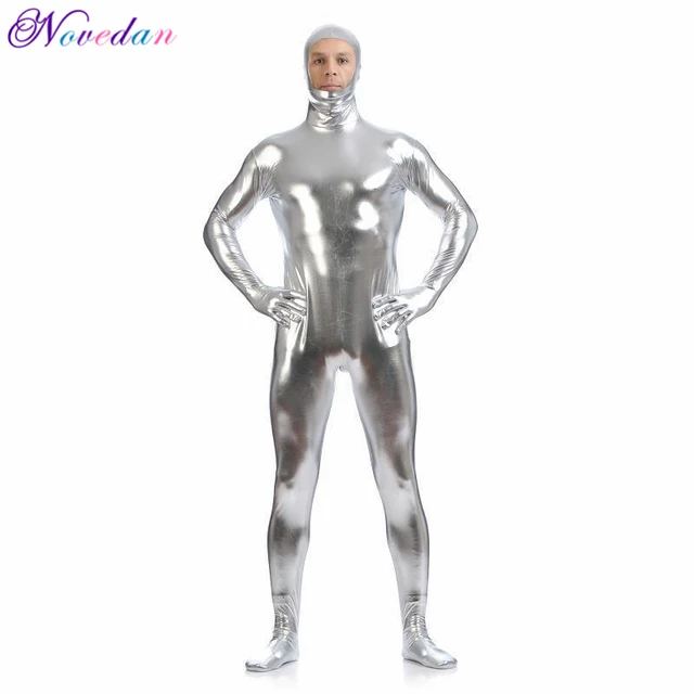 Cosplay Men Maid Jumpsuit PU Leather Shiny PVC Catsuit Laser Wet Look High  Elastic Full Body Bodysuit Shapers Body Bodystocking - AliExpress