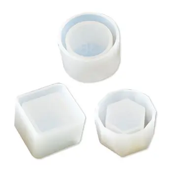 

3Pcs Crystal Epoxy Resin Mold Flowerpot Casting Silicone Mould Craft Making Tool 62KE