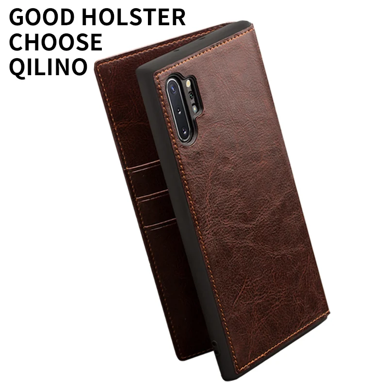 QIALINO Модный чехол из натуральной кожи для телефона samsung Galaxy Note 10 роскошный флип-чехол ручной работы для Galaxy Note 10