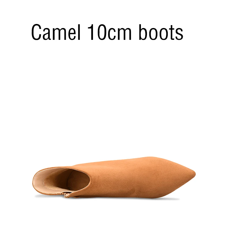 Camel 10cm heel GOXEOU/Новинка года; женские ботинки; Полусапоги; демисезонные туфли-лодочки; пикантные туфли на высоком тонком каблуке с острым носком ручной работы; ; size32-46 - Цвет: Camel 10cm heel