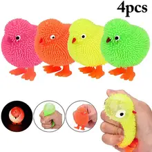 

4Pcs Cute Chick LED Light Stress Relief Kids Adult Squeezing Decompression Toy