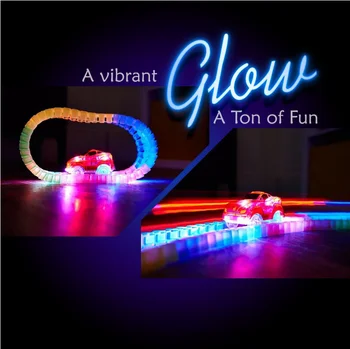 

Car Glow in the Dark Railway With Led Flash Light Track Bend Flexible Magical Assembly Racing Tracks Railway DIY Toys For Boy