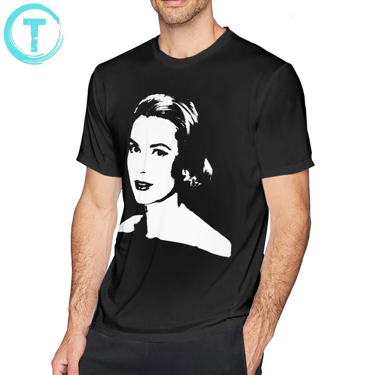 Grace Kelly футболка Grace Kelly Футболка с принтом Большая мужская футболка из 100 хлопка с коротким рукавом забавная футболка