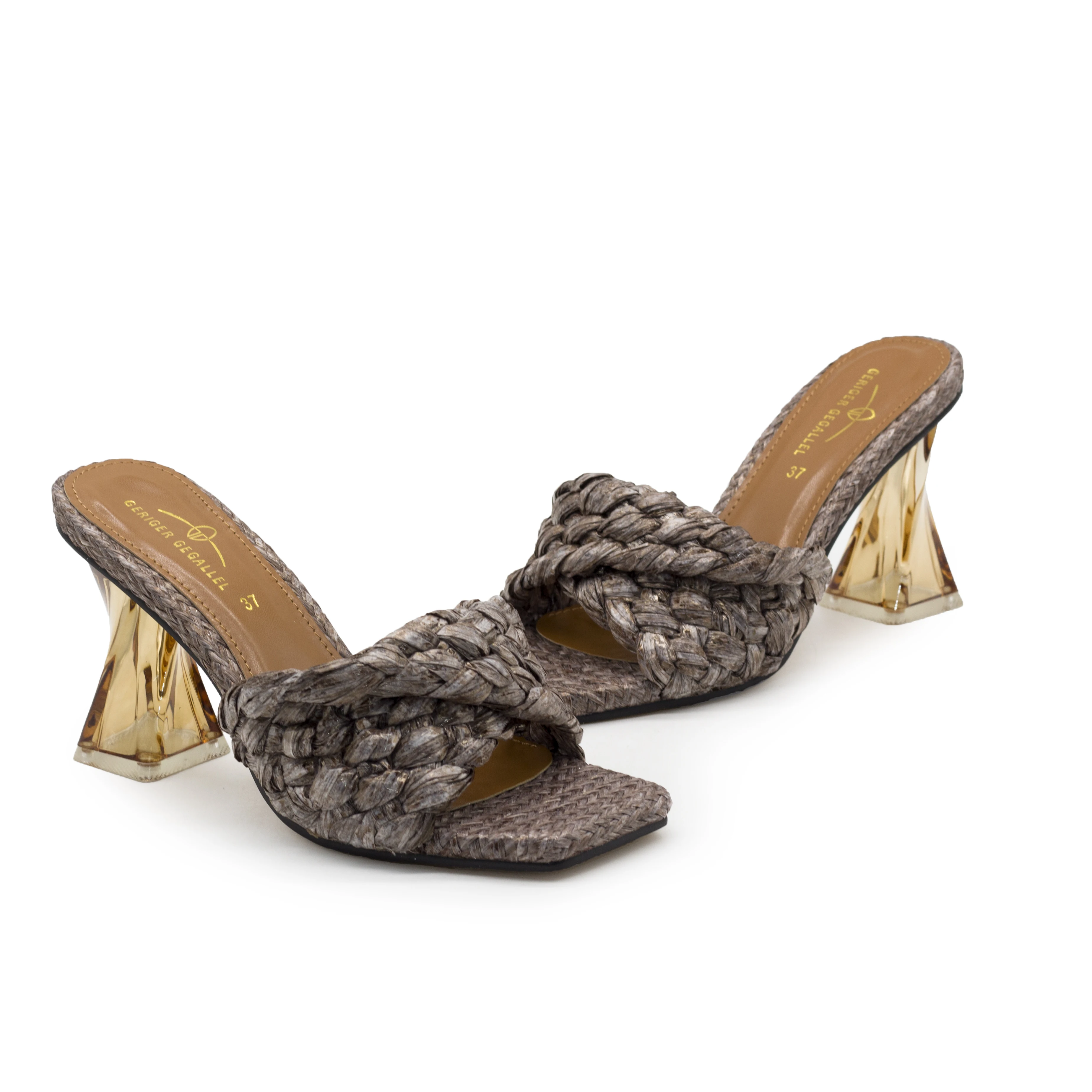 Zapatillas de piel sintética trenzada para mujer, zapatos de tacón alto Stiletto, zapatos italianos de señora, calzado para chica