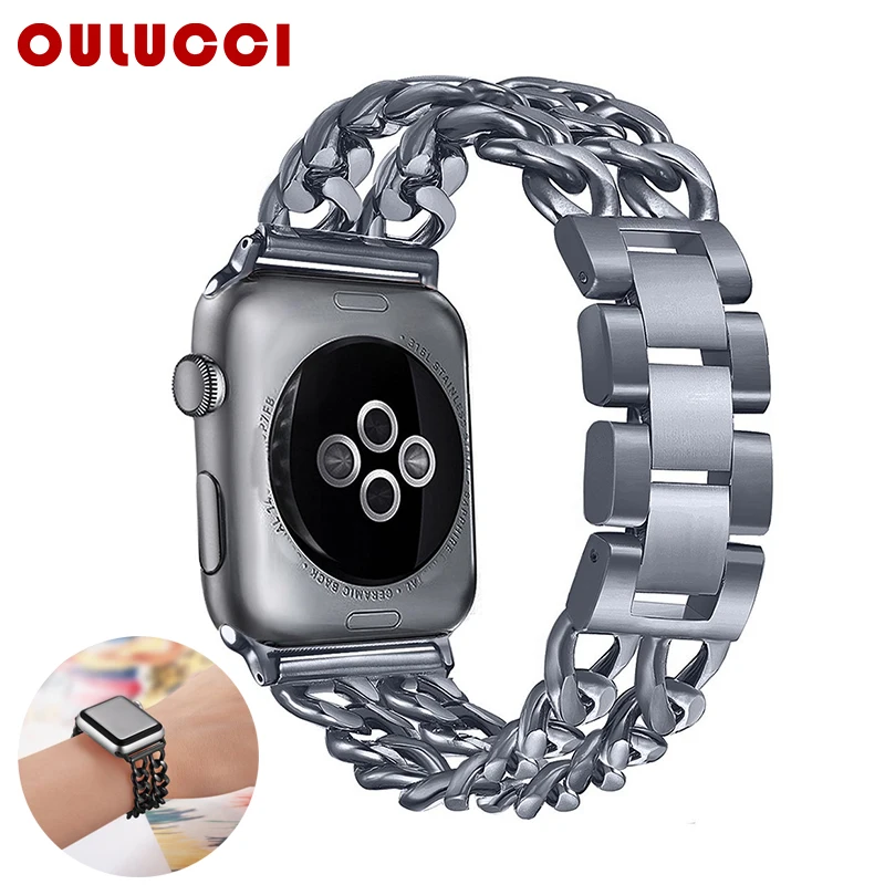 Oulucci ремешок из нержавеющей стали для Apple Watch 38 мм/40 мм/42 мм/44 мм аксессуары для часов сменный ремешок для iWatch серии 5/4/3/2