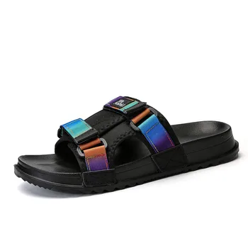 

Men and Women Lightweight Soft Denim Slippers Beach Sandals Summer Glare Design Outdoor Slippers Elastic Casual Shoes
