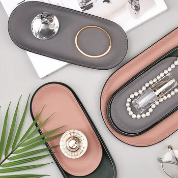 

Nordic PU Leather Tray Round Storage Rack Jewelry Display Board Sundries Jewelry Display Tray Cosmetic Storage Box Decoration