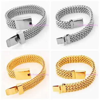 

Personality Charming Four Style Men's Boy's Wristband Jewelry 316L Stainless Steel Yellow Gold Silver Color Bracelet