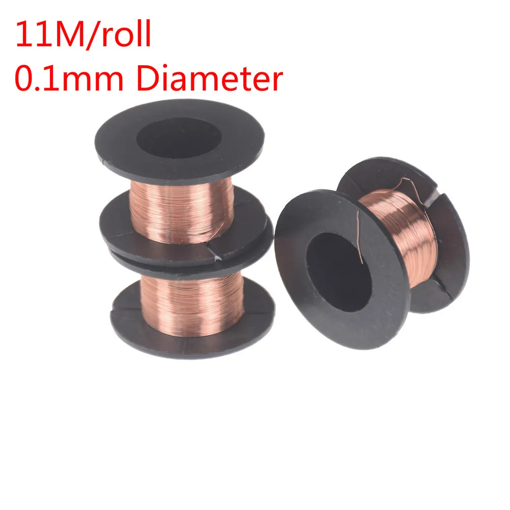 Alambre barnizado de 0,1mm de diámetro, alambre de cobre fino, Rotor de bricolaje, alambre esmaltado, fabricación de tecnología de electroimán DIY, 11 m/rollo