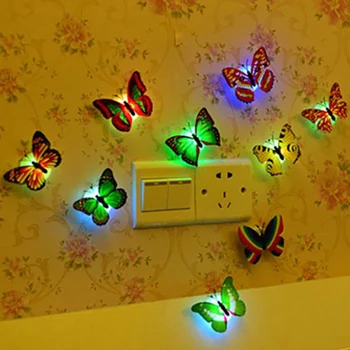 

DIDIHOU Creative Colorful Butterfly LED Night Light Beautiful Home Bedroom Decorative Wall Night Lights Color Random