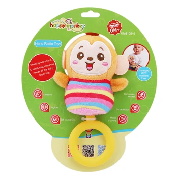 

Lovely Animal O Shape Fun Educational Cognition Gift Infant Round Hand Bell Kids Rattle Plush 13cm Soft Kids Toy