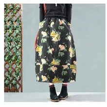 Vintage cotton quilted half-length printing in the thickening skirt warm flower skirt winter cotton skirt