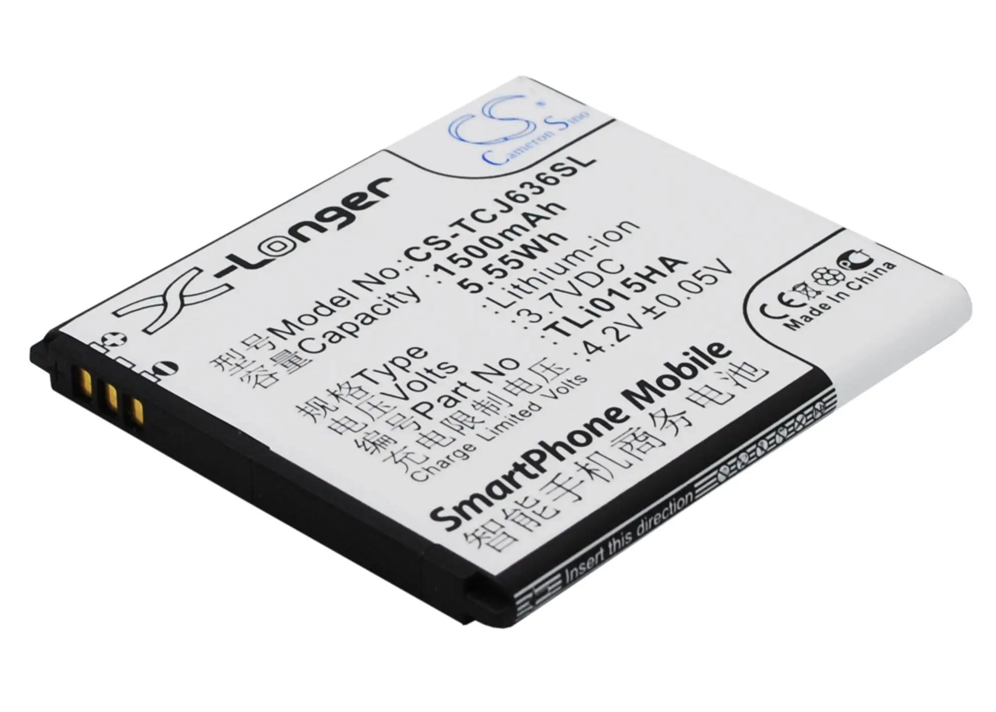 Обновленная батарея Cameron Sino для TCL TLi015HA J636D 1500 мАч/5.55Wh