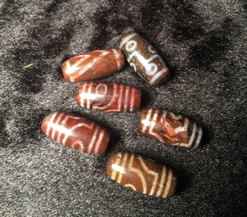 

Magic Power Collectible Treasure Super Set of 6 Energy Tibetan Old Agate Multiple Symbols dZi Bead Amulet 29MM