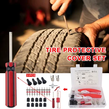 

31pcs Practical Universal Tire Repair Tool Set Maintenance Chuck Car Bicycle Remove Installation With Box Core Portable
