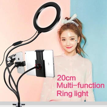 

8 inch LED Ring light Tablets Microphone Phone Holder Selfie Stick Ring Light for Makeup Live Stream YouTube Video Ring Lamp
