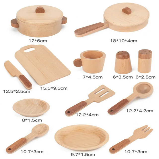 Log Wooden Kitchen Toy Japan/Korea Children's Simulation Kitchenware Miniature Pretend Play House Toys Educational Gift for Kids 4
