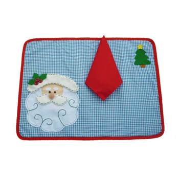 

Festnight Christmas Dining Mat High Quality Santa Clause Table Mat Soft Double Layer Place Mat for Christmas with Napkin