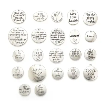 

20pcs Inspiration Word Charms Pendants Engraved Motivational Charms Pendants For DIY Necklaces Bracelets Bangles Jewelry Making