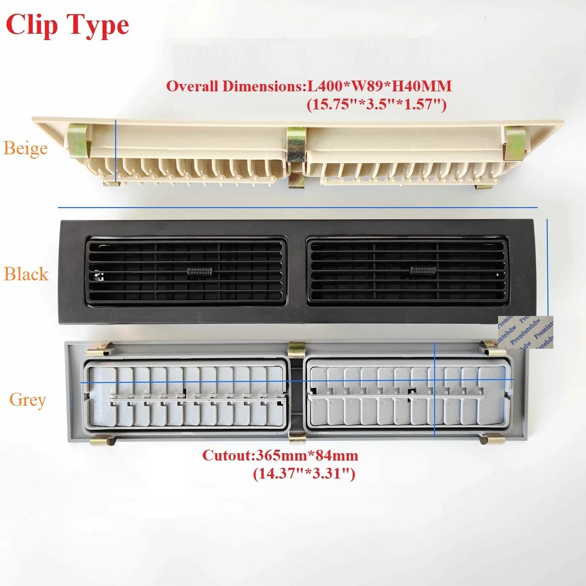 Car Air Vent Deflector Black Beige Grey Rectangle 400MM Long Plastic Dashboard Air Vent A/C Deflector Clip Screw Type