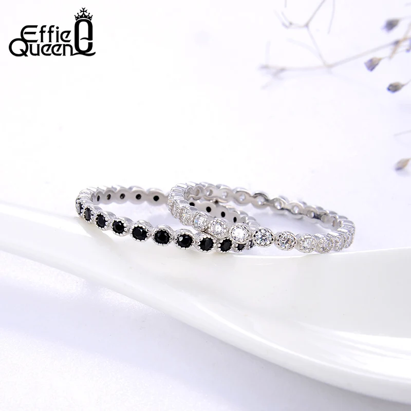 Effie queen 925 пробы серебряные блестящие кольца вечности с АААА цирконием для женщин обручальное кольцо обручальное ювелирное изделие подарок TSR145