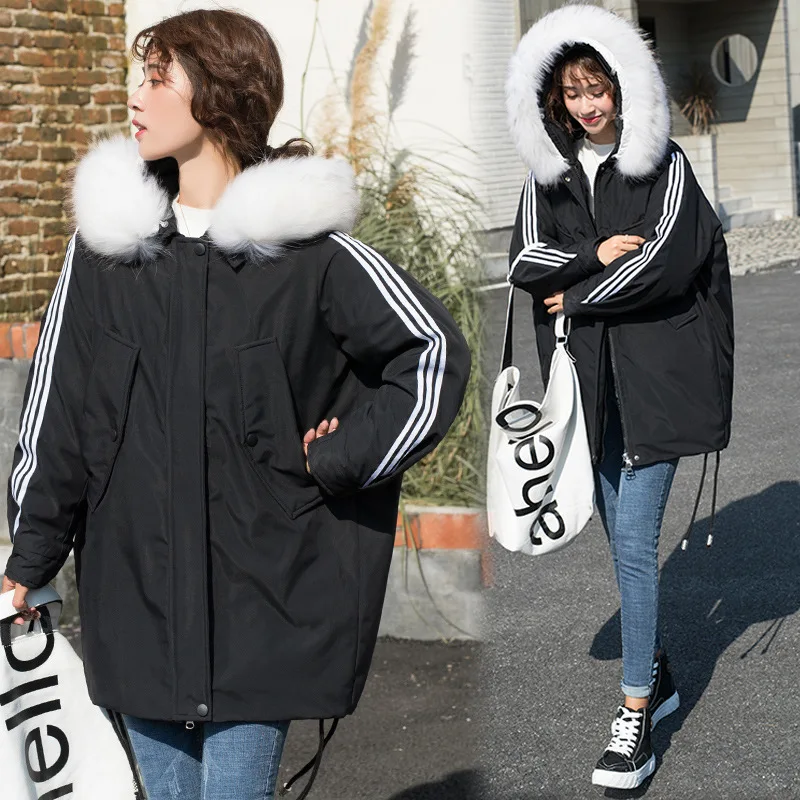 

Photo Shoot 2019 Cotton-padded Clothes Winter Korean-style Mid-length Large Fur Collar down Jacket Cotton-padded Clothes Large S