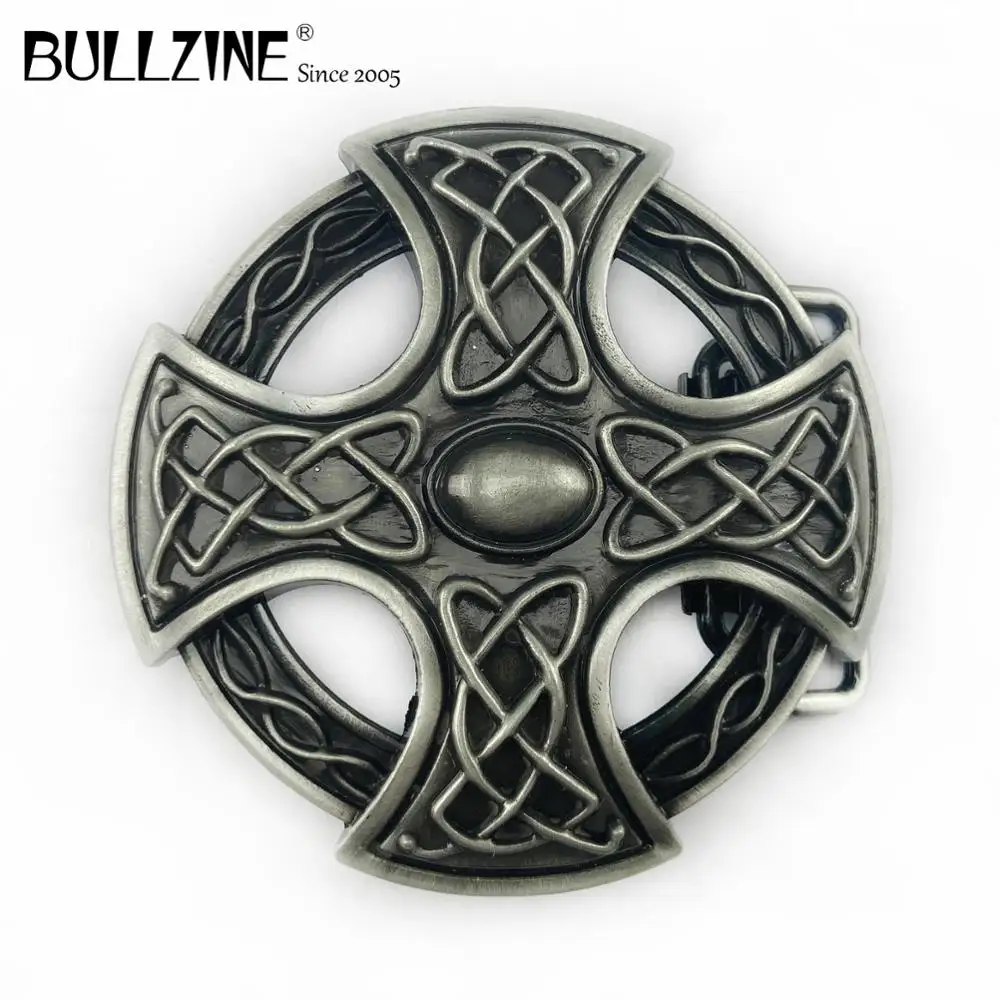 В Bullzine крест кельтский пряжки ремня с оловянной отделкой FP-03401 подходит для детей