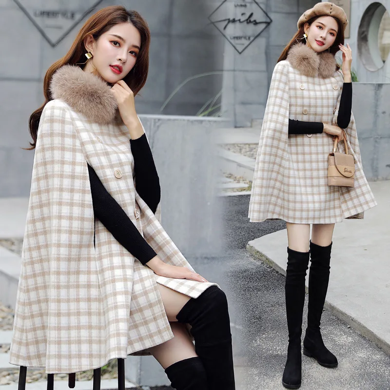 

Fashion Comfortable Woolen Jacket Double Breasted 2019 Winter Mid-length Casual Overcoat Fur Collar Coat