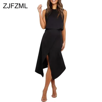 

Sexy 2 Piece Matching Set Summer Clothes For Women Sleeveless Open Back Crop Top+Front Split A-Line Skirts Office Lady Outfits