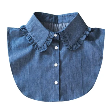

Ladies Shirt Fake Collar Fashion Street Fake Half Shirt Pure Cotton Washed Denim Doll Collar Stand Collar