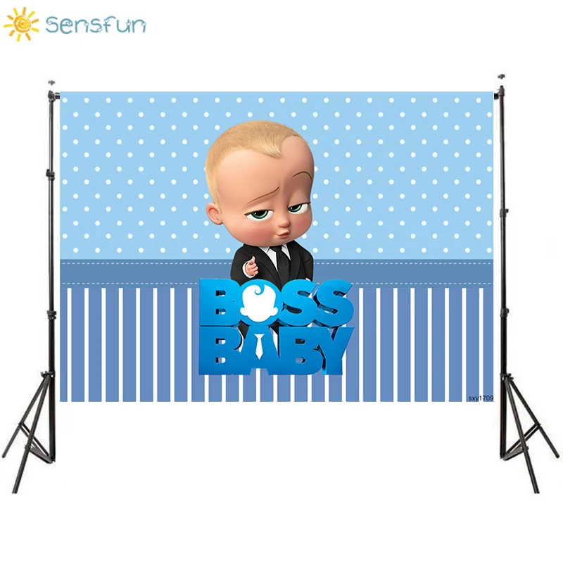 Sensfun Boss Baby Shower вечерние фон для мальчиков белого и голубого цвета в полоску