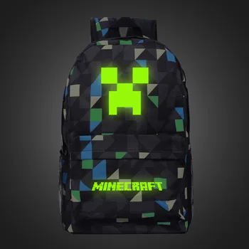Mochila de MINECRAFT para niños y mujeres, morral escolar luminoso clásico, resistente al agua