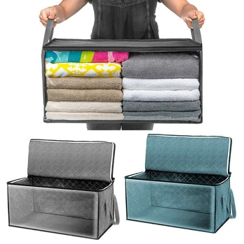 

1pc 58*31*30cm Foldable Storage Bag Clothes Blanket Quilt Closet Sweater Organizer Box Zipper Non-woven Folding Closet Organizer