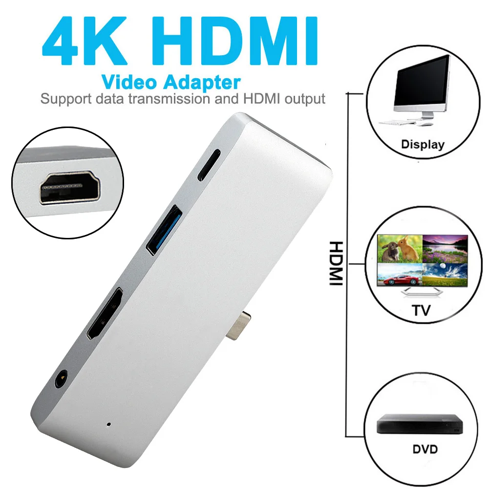 4 в 1 type-c HDMI 4K концентратор-картридер адаптер для iPad Pro type-C устройства