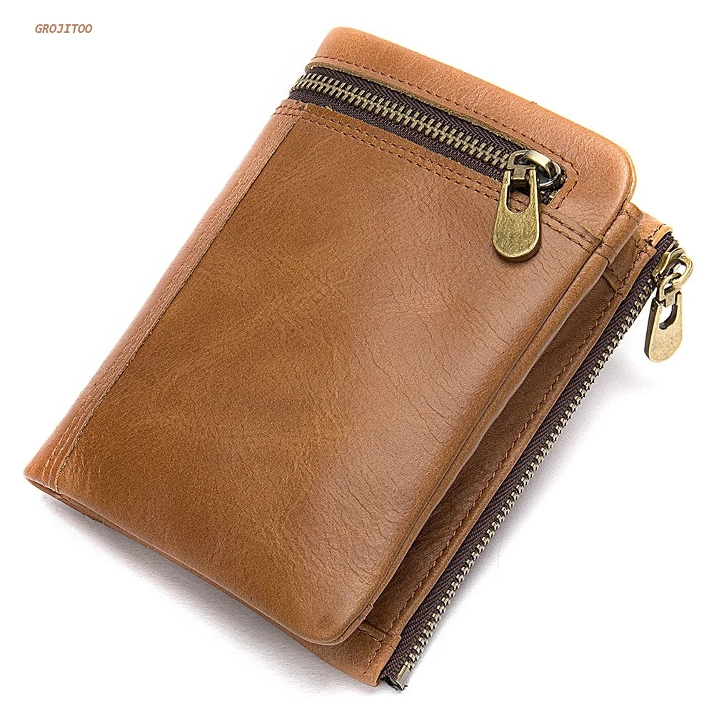 

GROJITOO 2020 NEW Cowhide leather wallet for men Retro Style Clutch Fashion wallet soft
