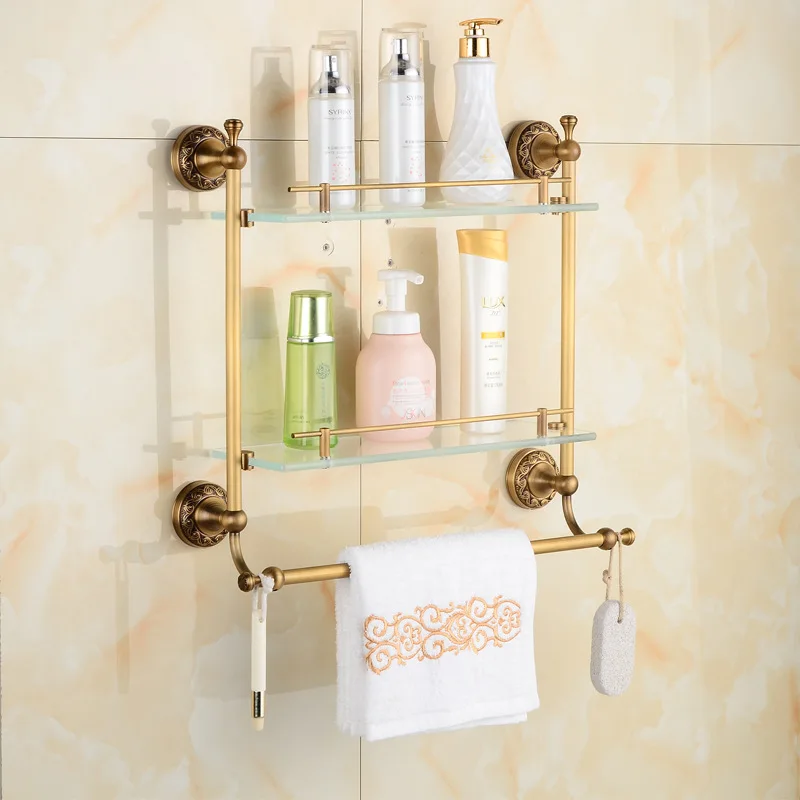 Retro Bathroom Accessories Set Wall Mount Antique Bath Towel Shelf Brass Rope Hook Copper Toothbrush Holder Brass Roll Paper Box