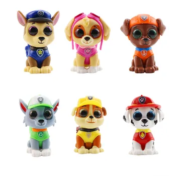

Paw Patrol Mini Cute Big eyes Dog Patrol Puppy Action Figure Model 6Pcs free shipping Dog Model toys Gift PVC Toys for Children