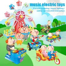 Электрический мультфильм музыка свинка игрушка качели освещение музыка свинка игрушка дети взрослые Семья Рождественский подарок