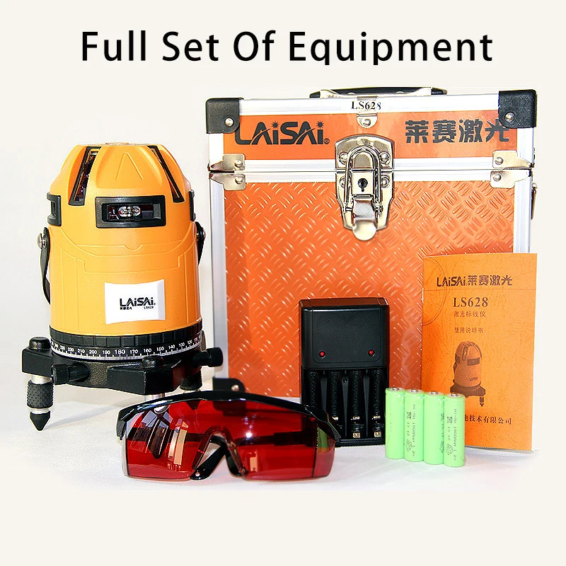 LaiSai 8line Red LS628 laser level self-leveling horizontal and vertical 360 degrees to adjust high visibility - Цвет: LS628