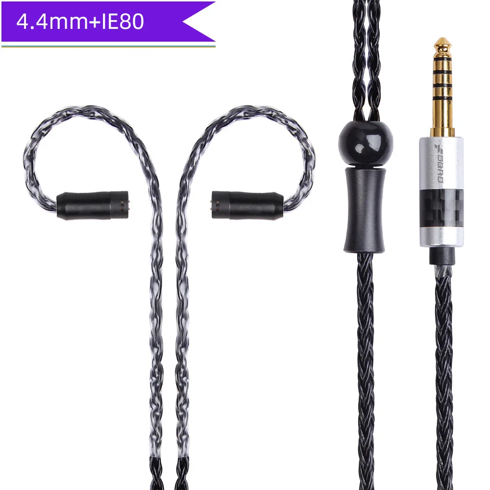 black 4.4mm IE80 FDBRO 16 ядер 2,5/3,5/4,4 мм с серебряным покрытием наушников обновления аудио провода наушники MMCX IE80 IM 2Pin 0,78 мм A2DC кабель SE425 SE535 - Цвет: black 4.4mm IE80