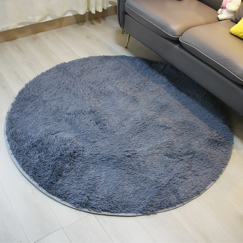 Fluffy Round Rug Carpets Shaggy Area Modern Mats for Living Room Decor Faux Fur Rugs Kids Long Plush Bedroom | Дом и сад