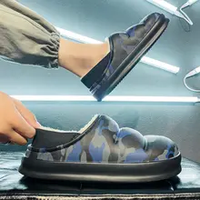 

Waterproof Sandals for Men Winter Warm Plush Home Soft Slippers Light Soft Fluffy Men's Shoes High Quality Luxury Man Sandal C05