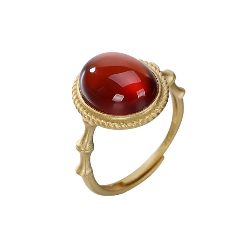 Uglyless Less is More Oval Gemstones Jewelry Sets for Women Classic Party Dress Earrings Bamboo Rings 925 Silver Bijoux Jasper | Украшения