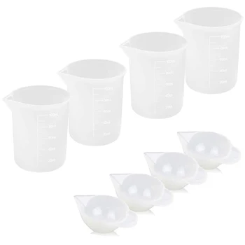 

8PCS Silicone Measuring Cups for Resin 100Ml 10Ml Nonstick Silicone Mixing Cups DIY Glue Tools Epoxy Resin Cups