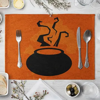 

Halloween Funny Gift Waterproof Placemat Coasters Tableware Mat Heat-Insulated Table Mat Kitchen Pot Plate Dishes Bowl Cup Pad